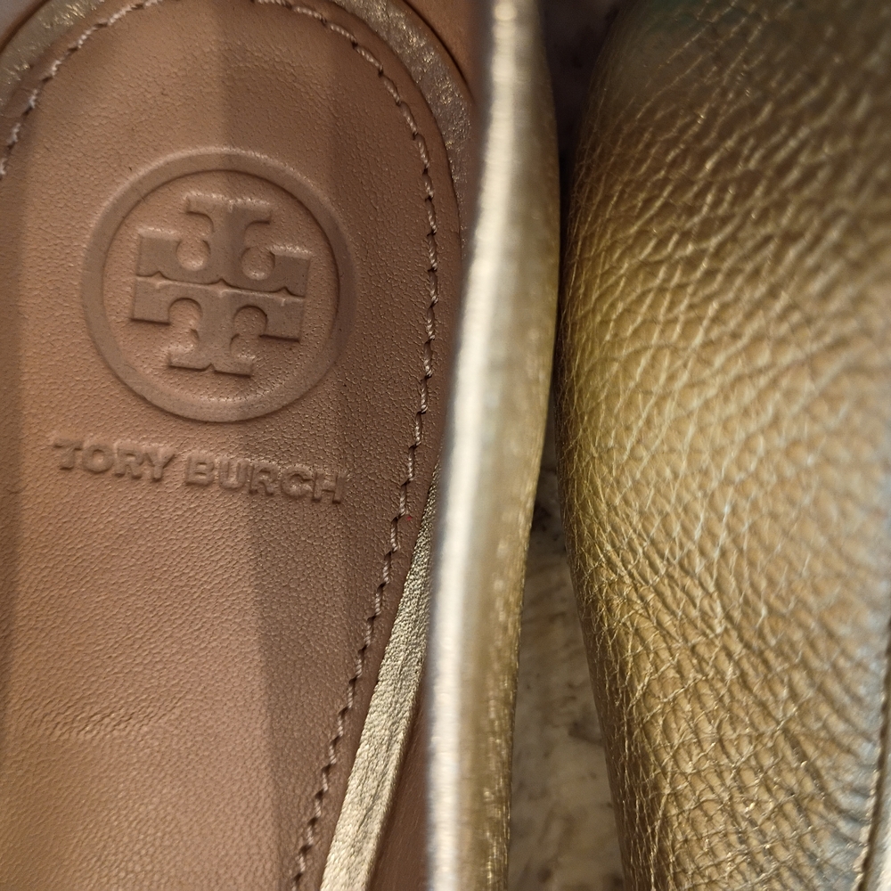 Tory Burch Metallic Gold Flat 11 These Are Perfection! Never Worn! MSRP$350 - Picture 12 of 14